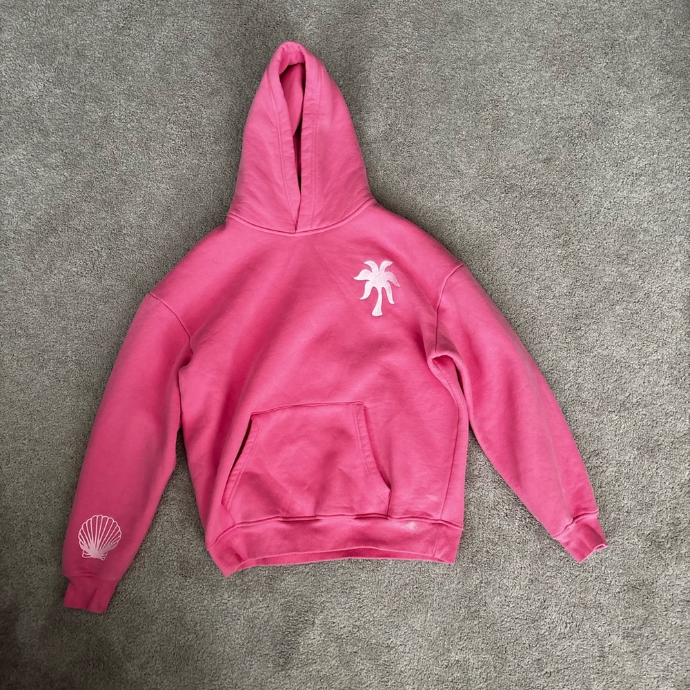 Pink Hoodie with Palm Tree Design